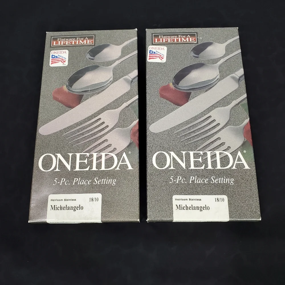NWT 10 Pc in Boxes Oneida Michelangelo 18/10 Place Setting for 2 Made in USA